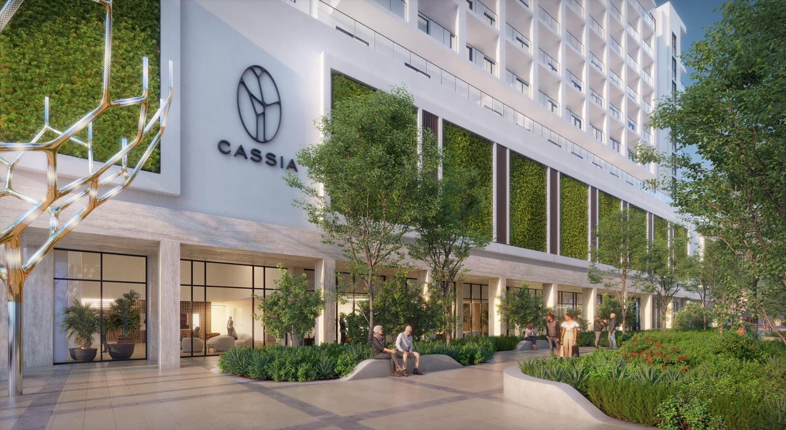 Cassia Coral Gables paseo and ground-level retail. Artist conceptual rendering.