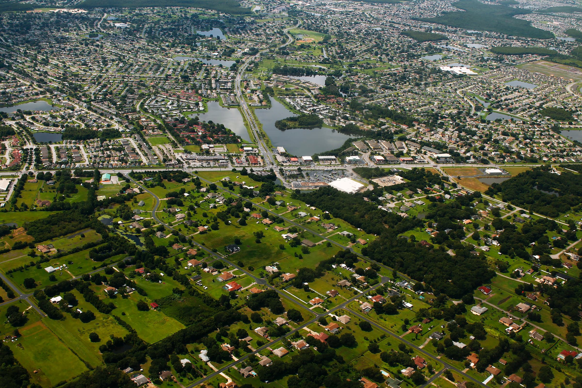 Aerial view of subdivisions and lakes near Kissimmee, Florida