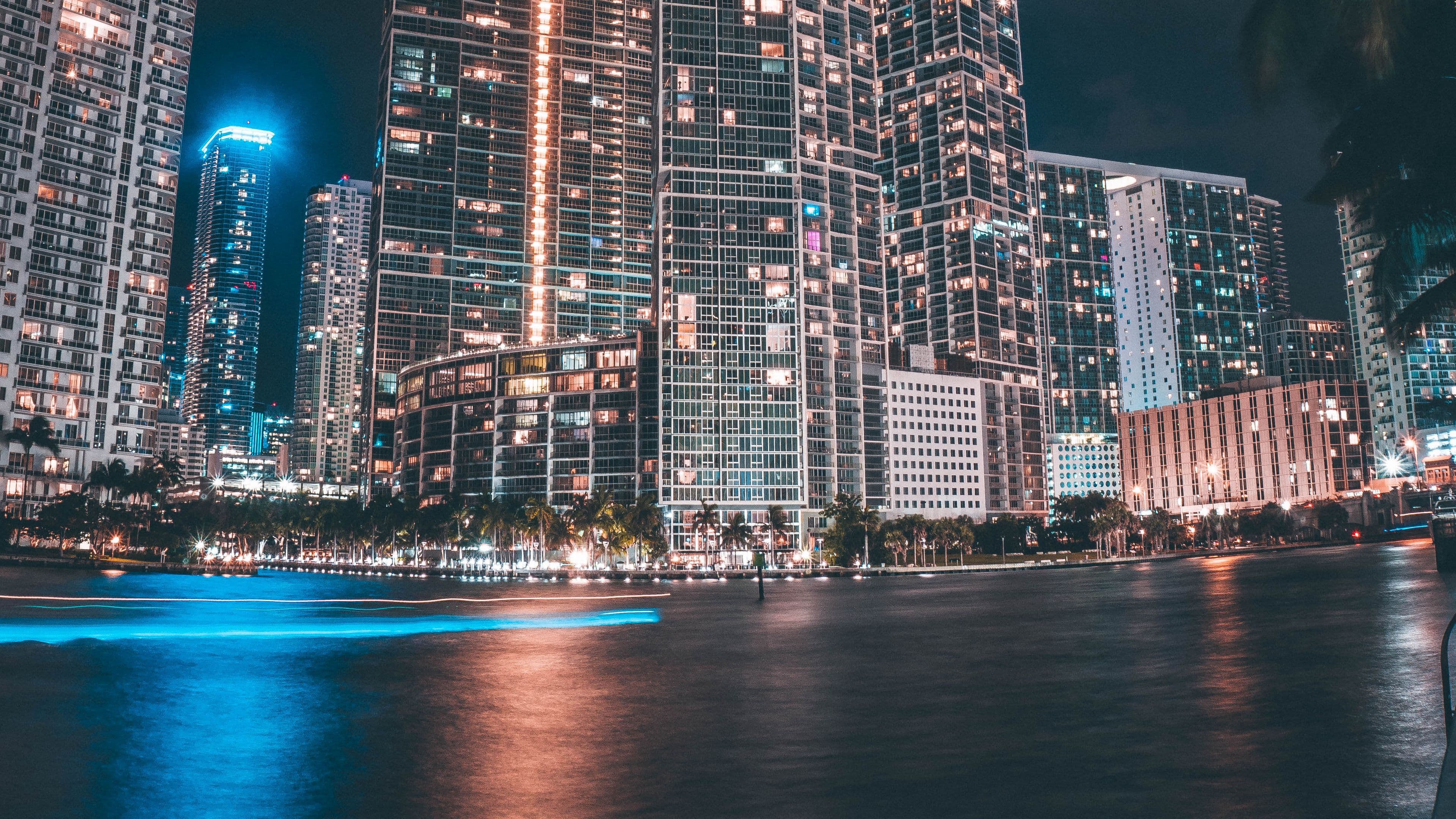 Miami commercial real estate district illuminated at night showcasing the dynamic Florida CRE market