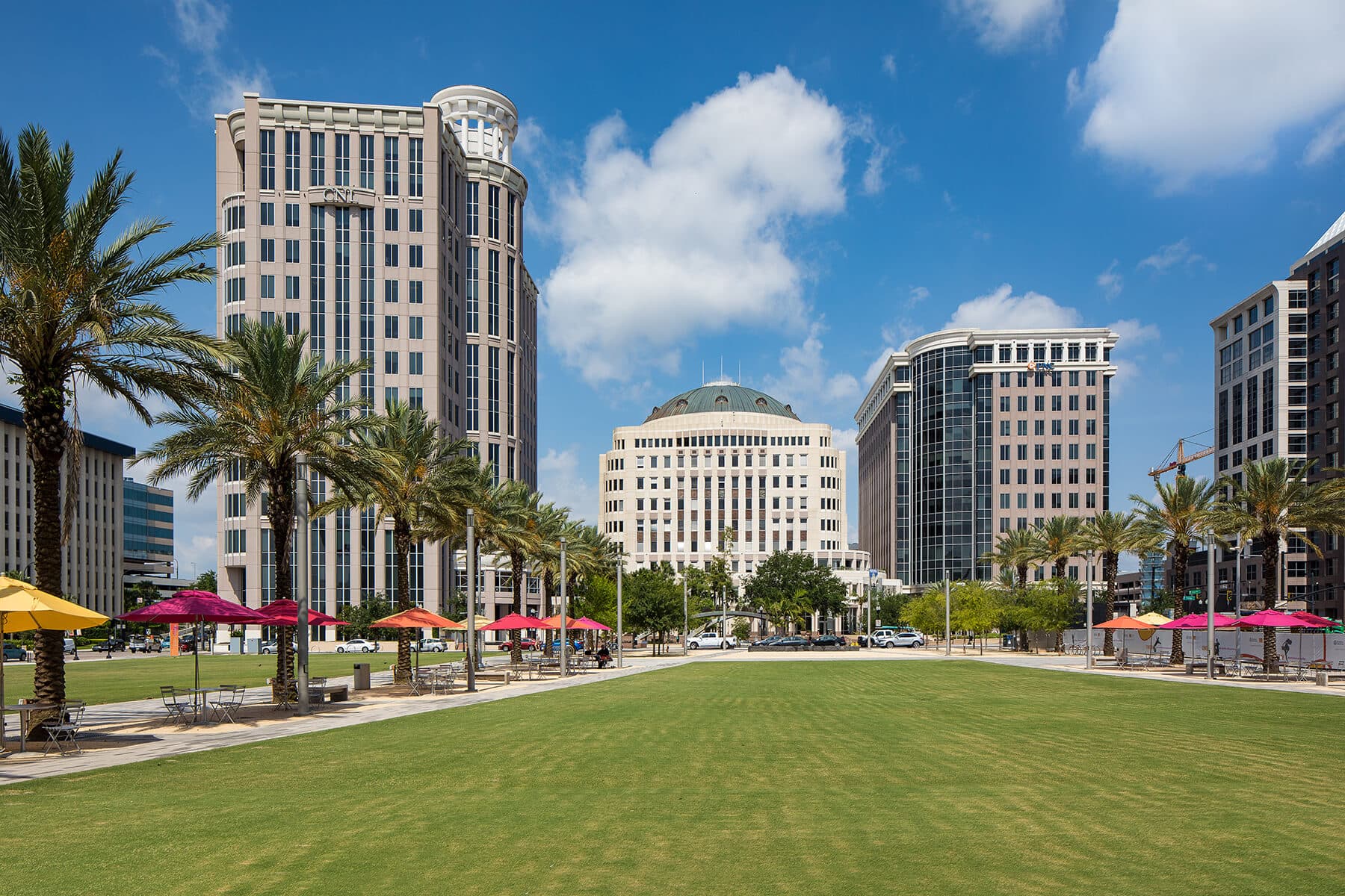 CNL Center I at 450 South Orange Avenue in downtown Orlando, a 14-story LEED Gold Class A+ office building adjacent to Dr. Phillips Center