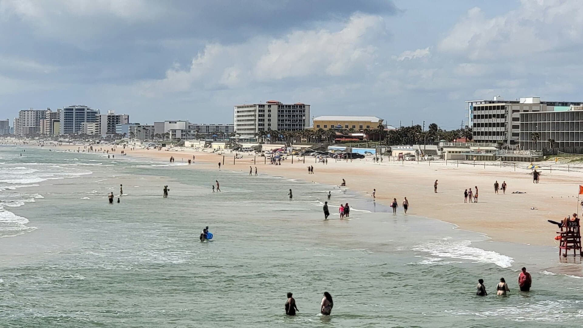 The beach and oceanfront buildings on the Volusia coast near Ormond Beach, Florida