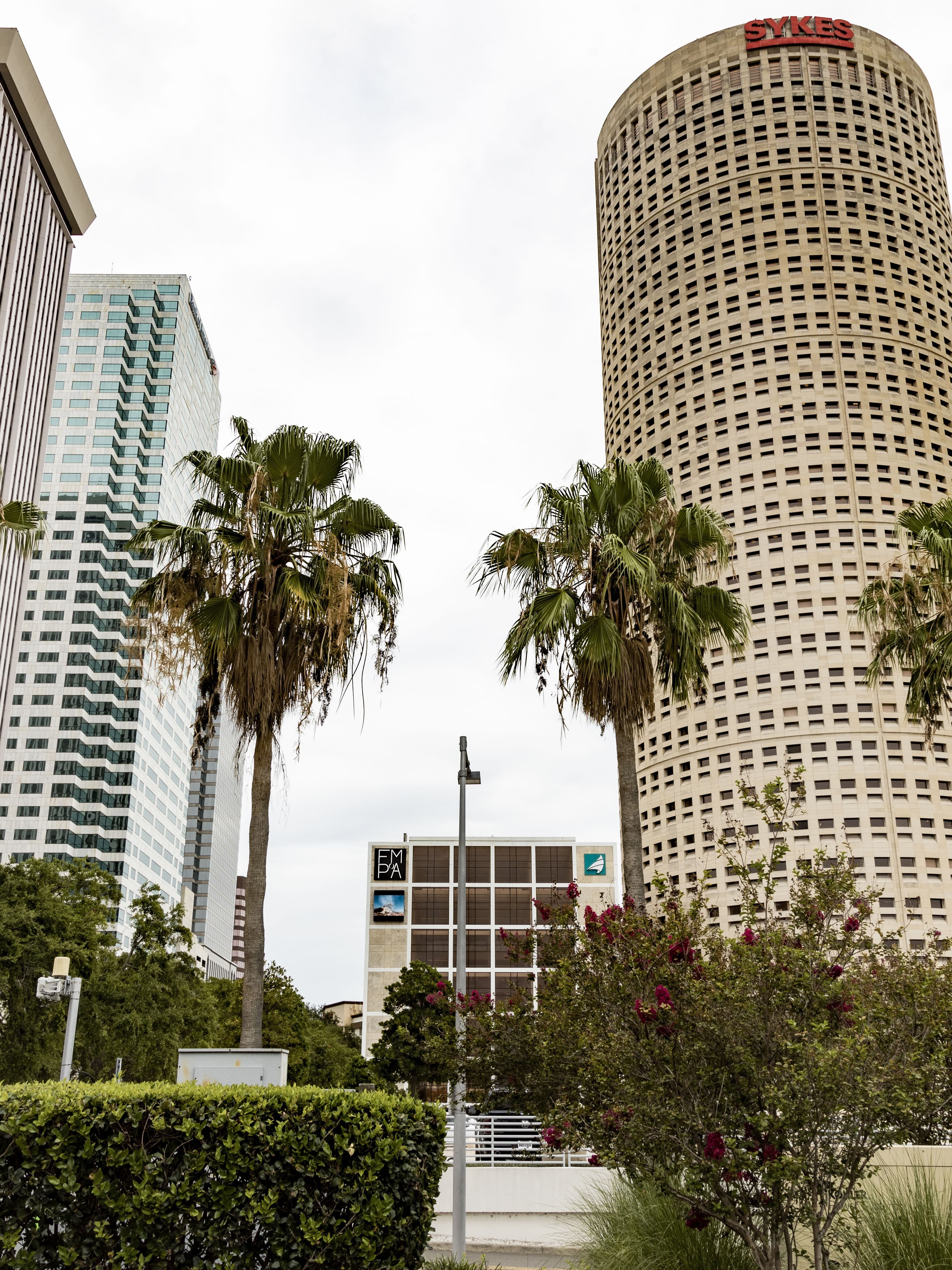 Rivergate Tower cylindrical limestone office building along the Hillsborough River in downtown Tampa known as the beer can building