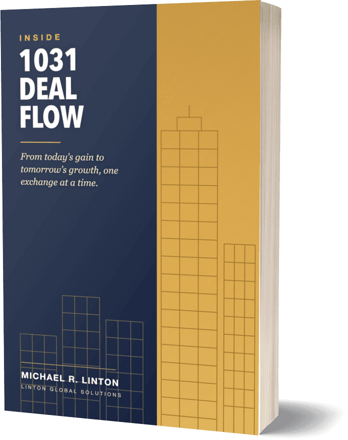 Inside 1031 Deal Flow by Michael R. Linton, shown as a paperback — the institutional guide to Section 1031 like-kind exchanges on Florida commercial real estate