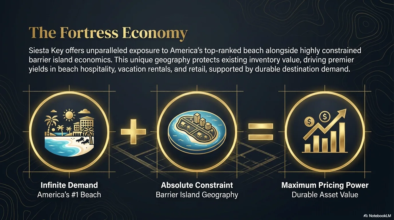 The Fortress Economy: Infinite Demand from America's #1 Beach plus Absolute Constraint from barrier island geography equals Maximum Pricing Power and durable asset value.